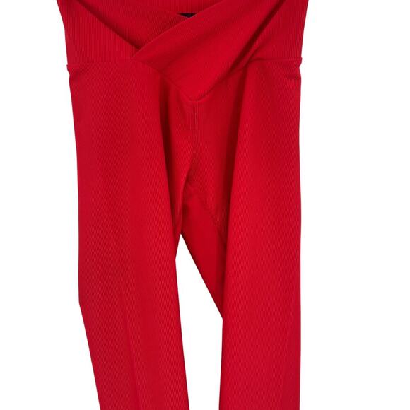 Beach Riot Cara‎ Rib Leggings Red Crossover Front Size Medium - Picture 4 of 11